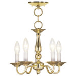 Livex Lighting - Williamsburgh Convertible Chain Hang/Ceiling Mount, Polished Brass - Simple yet refined the traditional colonial mini chandelier/semi flush mount is a perennial favorite. Part of the Williamsburgh series this handsome mini chandelier/semi flush mount is a timeless beauty.