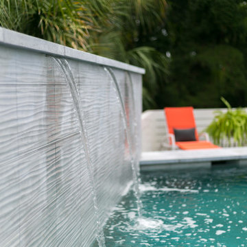 Daniel Island Pool and Spa with Raised Wall Water Feature