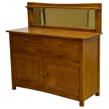 Mission Solid Oak Buffet Cabinet with Mirror, Michael's Cherry