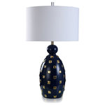 StyleCraft - Lexi Ceramic Table Lamp, Gold Jewels Navy Finish White Shade - Add a little colorful flair to your dream home setting with the StyleCraft Lexi ceramic table lamp with gold jewels. Crafted with a navy blue base and gold square medallions, this lamp fits most color schemes. What really makes this lamp stand out is the jewel designs. Use this lamp to add extra light to any part of your home.