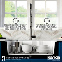 Karran 34" Quartz Farmhouse Single Bowl Workstation Kitchen Sink, White