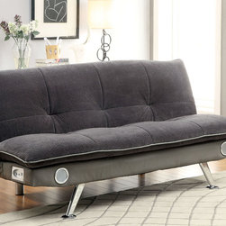 GALLAGHER CONTEMPORARY GRAY CHAMPION FABRIC FUTON SOFA BED - Living Room Furniture