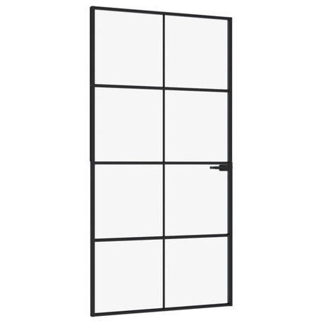vidaXL Interior Door for Bathroom Bedroom Black Tempered Glass and Aluminum Slim