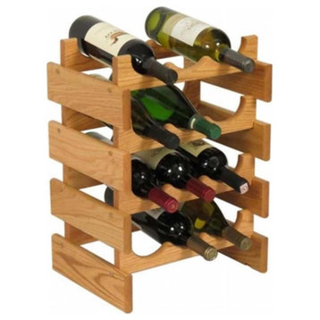Pemberly Row 4 Tier 12 Bottle Wine Rack in Light Oak