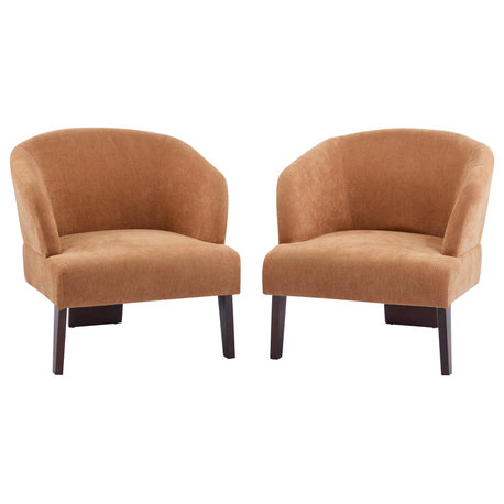 GDF Studio Georgia Accent Chair With Round Back, Pumpkin Orange, Set of 2