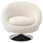 Eichholtz - Cream Bouclé Swivel Tub Chair | Eichholtz Nemo - Make a real statement with Cream Bouclé Swivel Tub Chair Nemo from Eichholtz. With its rounded form and tactile fabric, this cozy tub chair is the perfect piece to add a stylish touch to both classic and contemporary settings. It is upholstered in cream-colored bouclé and features a nickel finish swivel base.