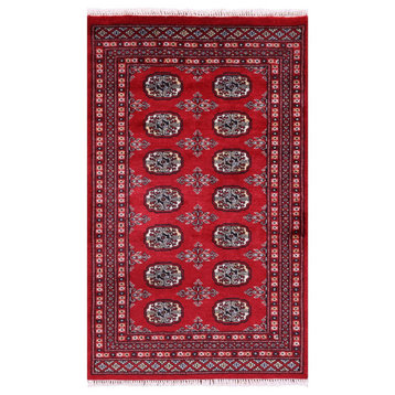 2' 7" X 4' 3" Hand Knotted Silky Bokhara Wool Rug - Q21780