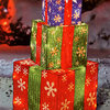 Stacked Holographic Snowflake Present Lighted Christmas Yard Art Decoration, 24"