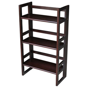 3 Shelf Folding Bookcase, Espresso, Small, 3 Shelf