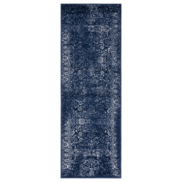 Safavieh Adirondack Collection ADR109N Rug, Navy/Ivory, 2'6" X 10'