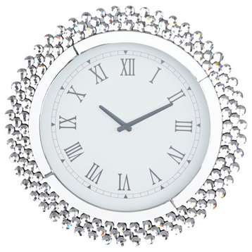 Glam Silver Glass Wall Clock 560720