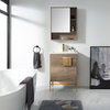 Modern Grey Bathroom Vanity Set, Satin Brass Hardware, Vireous China Sink Top