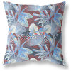 18" Blue Red Tropical Indoor Outdoor Throw Pillow