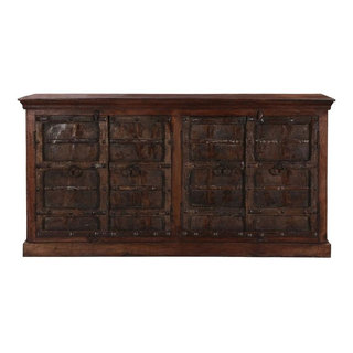 Dallas Ranch Rustic Solid Wood 4 Drawer Extra Long Buffet Cabinet.
