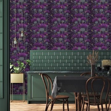 Bill's Bees design wallpaper in Highland Purple