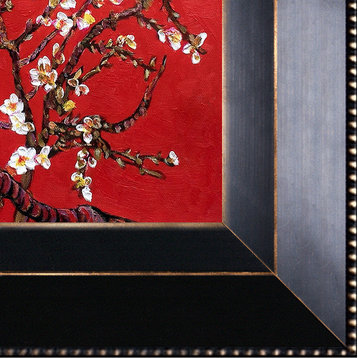La Pastiche Branches of an Almond Tree in Blossom, Ruby Red with Frame, 13 x 15