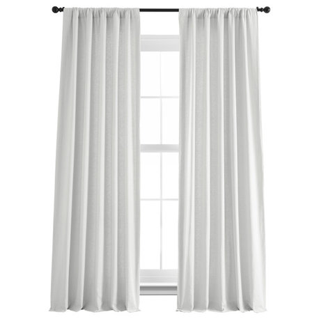 French Linen Curtain Single Panel, Crisp White, 50"x96"