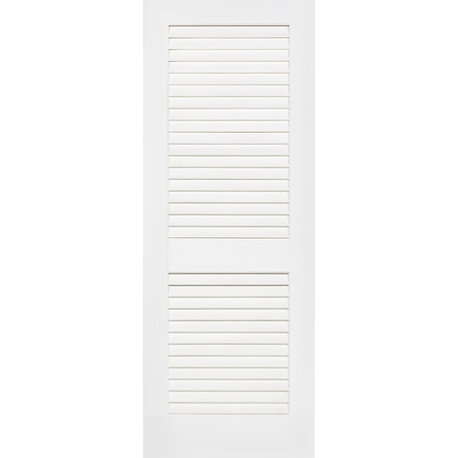 Louver Louver Plantation Interior Door Slab, White Wood Solid Core, 80"x30"