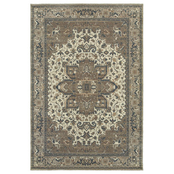 Parham Antiqued Traditions Ivory and Gray Area Rug, 1'10"x3'