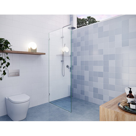 78"x33.5" Frameless Shower Door- Single Fixed Panel, Brushed Nickel