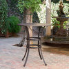GDF Studio Calandra Outdoor 37" Bronze Cast Aluminum Round Bar Table
