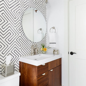 zany cement pattern, "zenith", demands attention in lake austin dream home