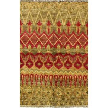 Handmade Ikat Oriental Rug, 4'x6'1"
