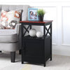 Convenience Concepts Oxford End Table with Cabinet Cherry and Black Wood Finish