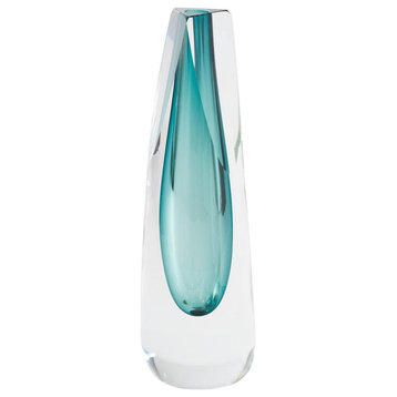 Triangle Cut Glass Azure Vase