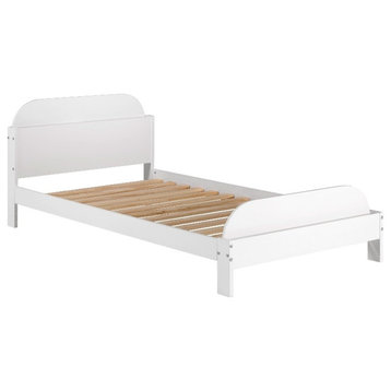 Classic Solid Wood Twin Bookcase Bed - White