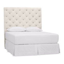 Pottery Barn - Lorraine Tufted Upholstered Tall Headboard, King, Brushed Canvas Natural - Beds