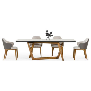 Sally Contemporary Walnut and White Dining Table