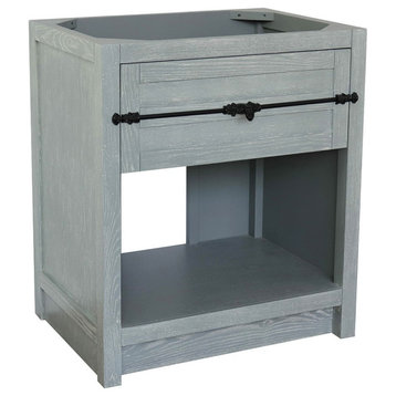 30" Single Vanity, Gray Ash, No Top, Cabinet Only