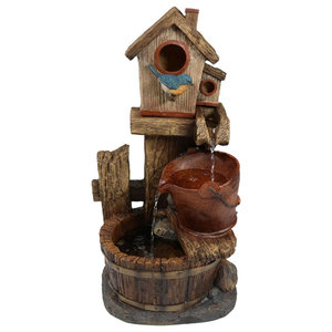 Water Fountains Outdoor Wood Barrel with Pump Large Garden Water Fountain Product SKU PL50001