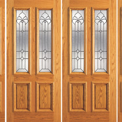 Prehung Mahogany Twin Lite Front Double Glass Door Two Sidelights - Front Doors