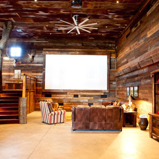 75 Beautiful Rustic Home Theater Pictures & Ideas | Houzz