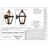French Quarter Copper New Orleans Style Lantern, Brown, 28", Propane