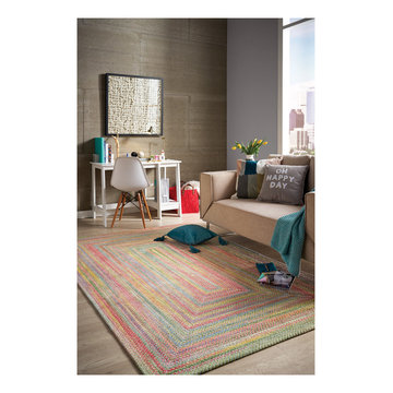 Baby's Breath Concentric Rectangle Braided Rugs, Light Green