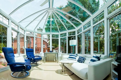 Design ideas for a contemporary sunroom in Other.