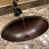 19" Rustic Oval Copper Bathroom Sink Dual Mount, Daisy Drain Inlcuded