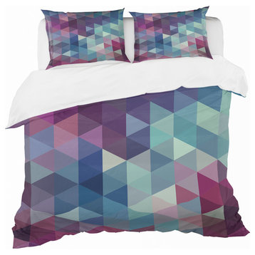 Geometry in Shades of Blue and Magenta Modern Bedding, Queen