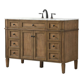 Elegant Decor Park Avenue 48" Aluminum MDF Single Bathroom Vanity in Driftwood - Transitional ...