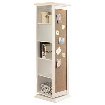 Coaster 5-Shelf Wood Swivel Accent Cabinet with Cork Board in White
