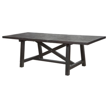 Yanez Industrial Rectangle Table, Charcoal, Solid Wood