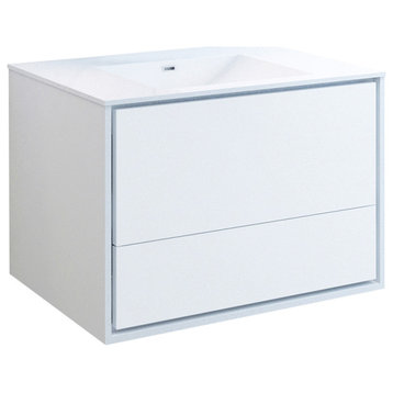 Fresca Catania 36" Gloss White Wall Hung Cabinet With Integrated Sink