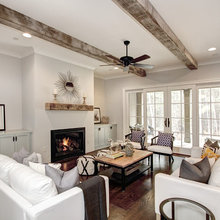 Built ins beside fireplace