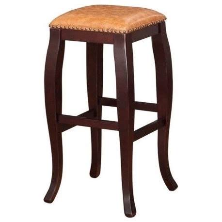 San Francisco Square Top Bar Stool, Caramel, 14.25W X 14.25D X 30H