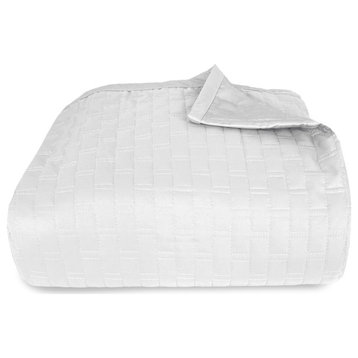 BedVoyage 100% Rayon Viscose Bamboo Quilted Coverlet, White, King/Cal King