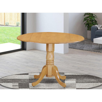Dublin Round Table With 2 9" Drop Leaves, An Oak Finish