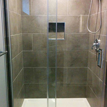Dark Gray Subway Tiled Shower